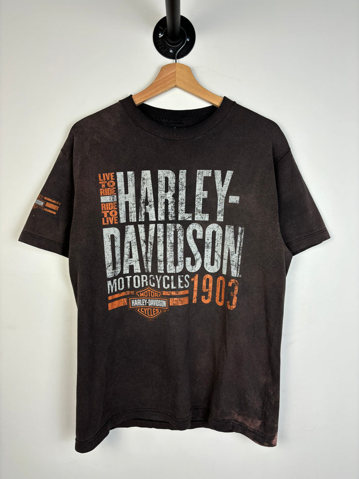 Vintage Harley Davidson Manitoba Faded Black Tee