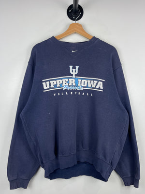 Vintage Nike Upper Iowa Peacocks Volleyball Middle Swoosh Faded Navy Crewneck