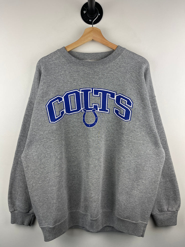 Vintage 90s NFL Puma Indianapolis Colts Spellout Grey Crewneck