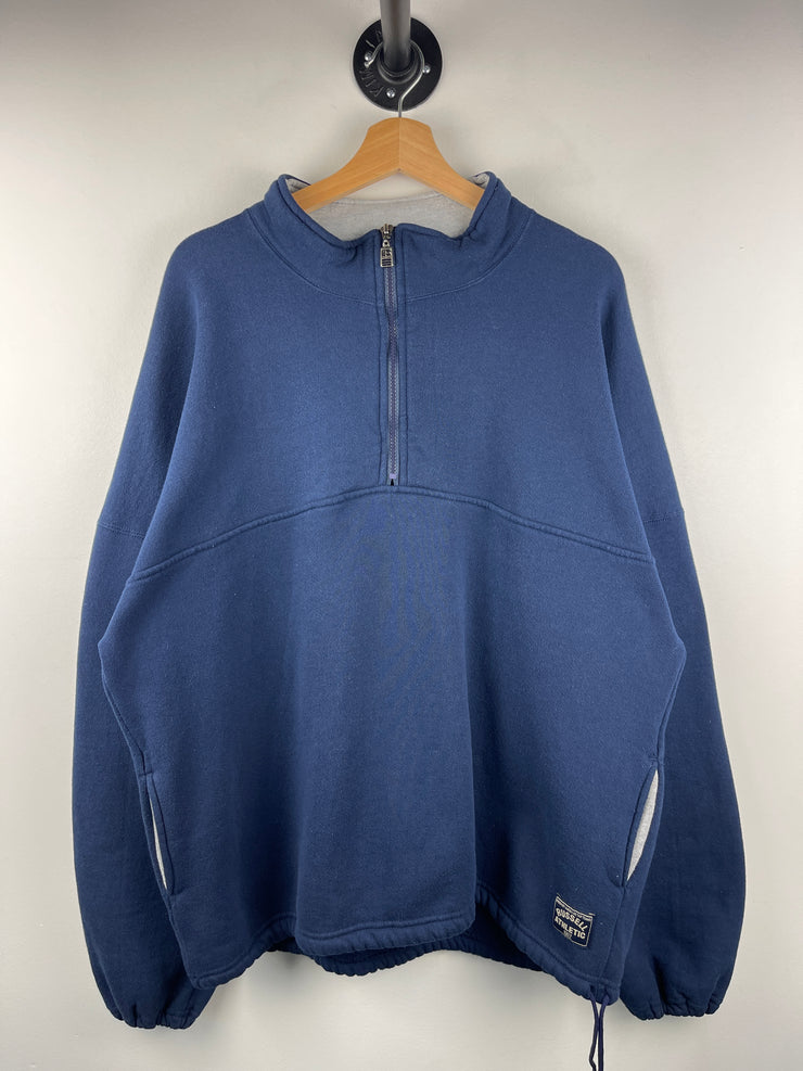 Vintage 90s Russell Athletic Blank Navy Quarter Zip Sweater