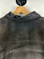 Vintage 90s Black Leather Suede Faded Bomber Jacket