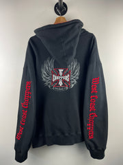 Vintage West Coast Choppers Long Beach Thermal Lined Black & Red Zip Up Hoodie