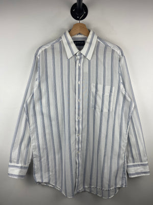 Vintage 90s American Edition Striped White Long Sleeve Button Up Shirt