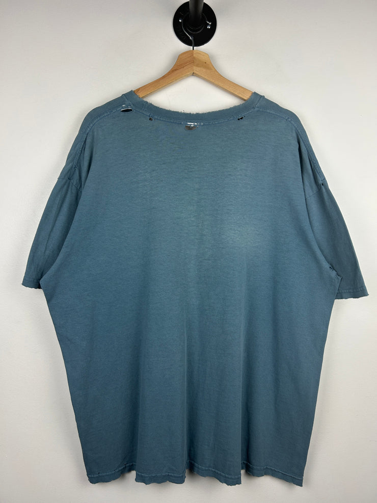Vintage Nike Mini Swoosh Distressed Blue Tee