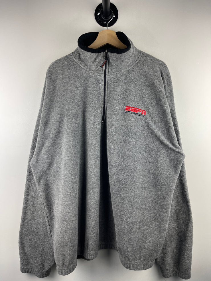 Vintage 90s ESPN The Magazine Grey Quarter Zip Fleece Sweater