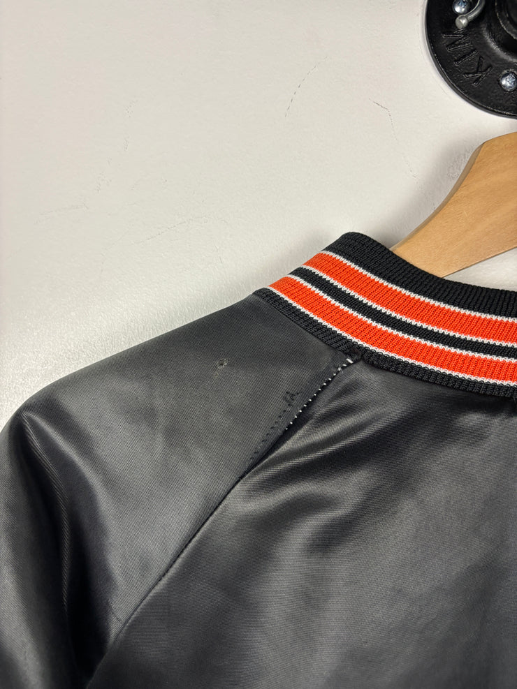 Vintage 80s NFL Chalk Line Cincinnati Bengals Black Satin Bomber Jacket