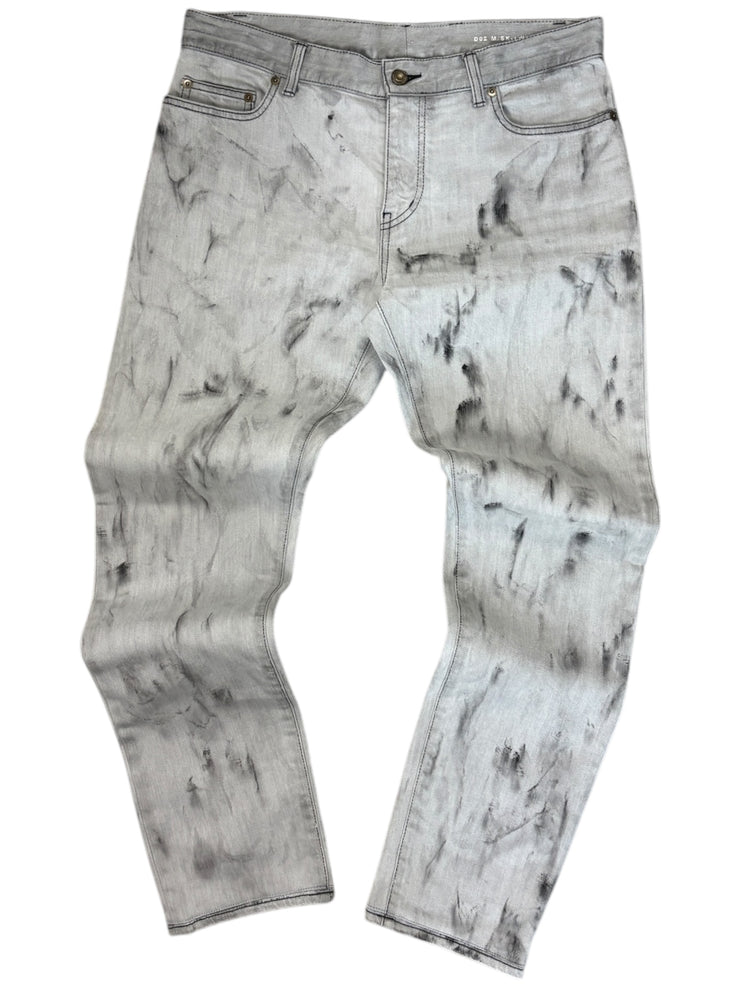 Saint Laurent Hand Painted Grey Denim Jeans