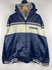 Vintage NFL Dallas Cowboys Navy & Grey Reversible Hooded Jacket