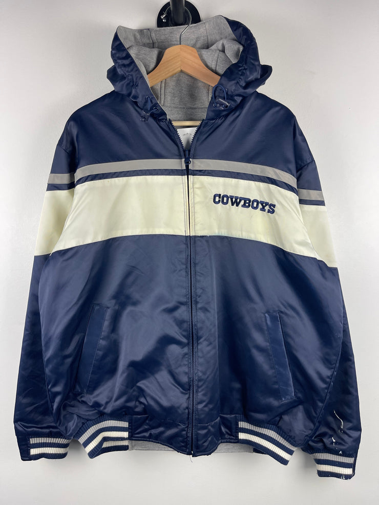 Vintage NFL Dallas Cowboys Navy & Grey Reversible Hooded Jacket