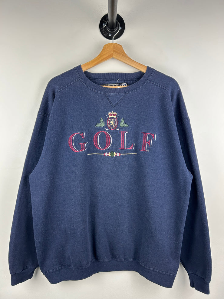 Vintage 90s Golf Embroidered Navy Crewneck