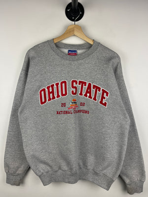 Vintage 2002 Champion Ohio State University National Champions Embroidered Grey Crewneck