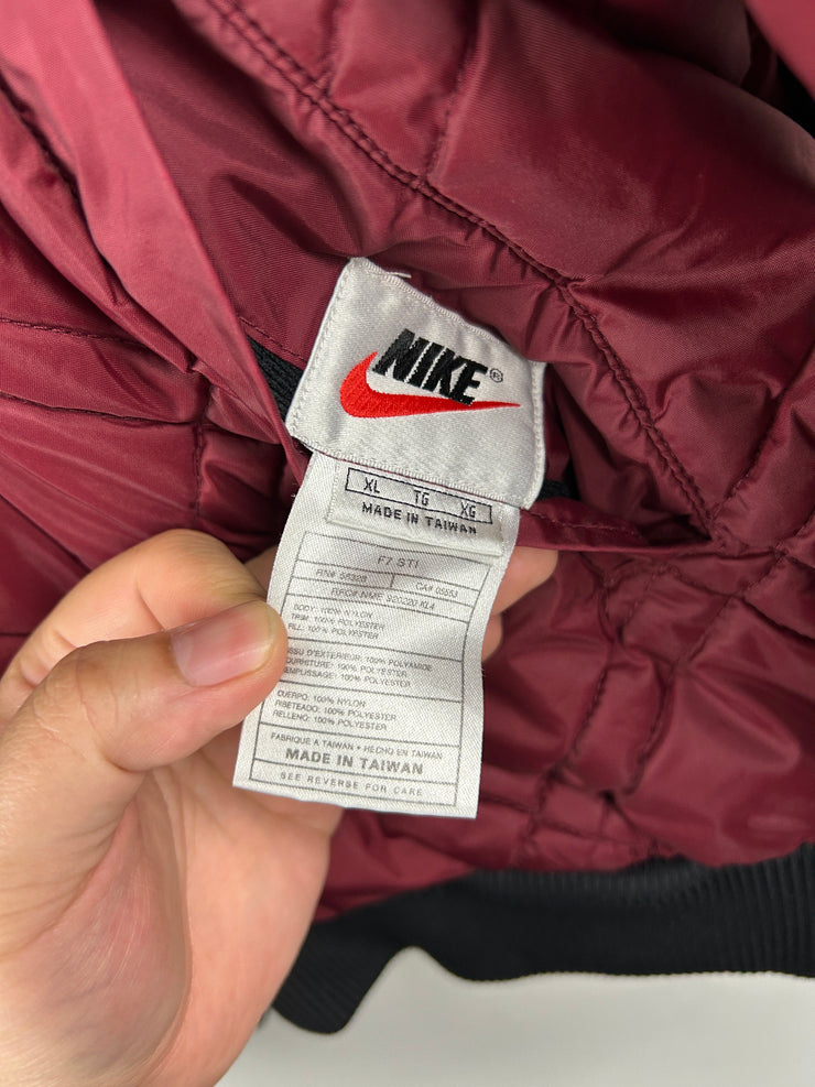 Vintage 90s Nike Swoosh Black & Red Reversible Bomber Jacket