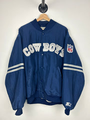 Vintage 80s NFL Starter Dallas Cowboys Navy Nylon Varsity Jacket