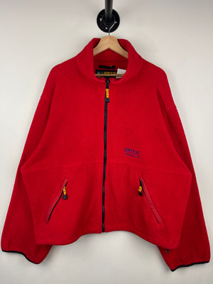 Vintage 90s Eddie Bauer EBTEK Red Fleece Zip Up Sweater