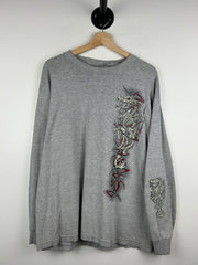 Vintage 2002 Top Heavy Dragons Tribal Grey Long Sleeve
