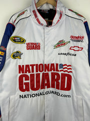 Vintage Nascar Chase Dale Jr National Guard Satin White Racing Jacket