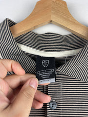 Vintage Nike Golf Beige & Black Striped Long Sleeve Polo Shirt