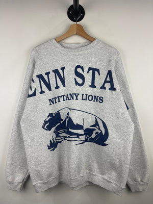 Vintage 90s Penn State Nittany Lions Big Spellout Grey Crewneck