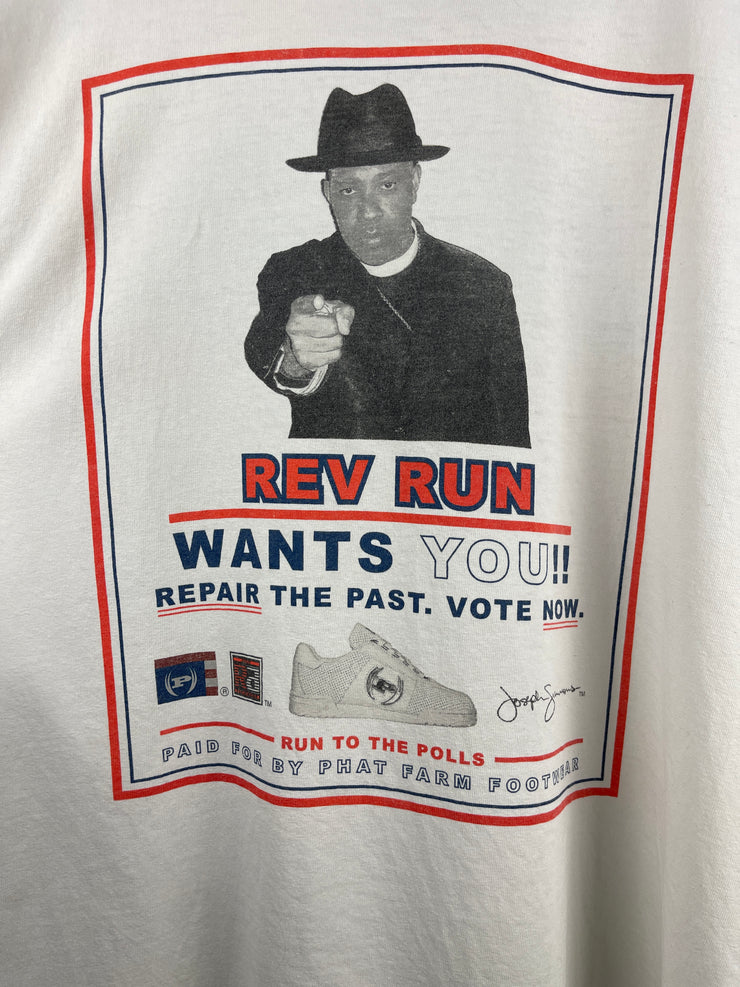 Vintage Phat Farm Run DMC Rev Run White Rap Tee