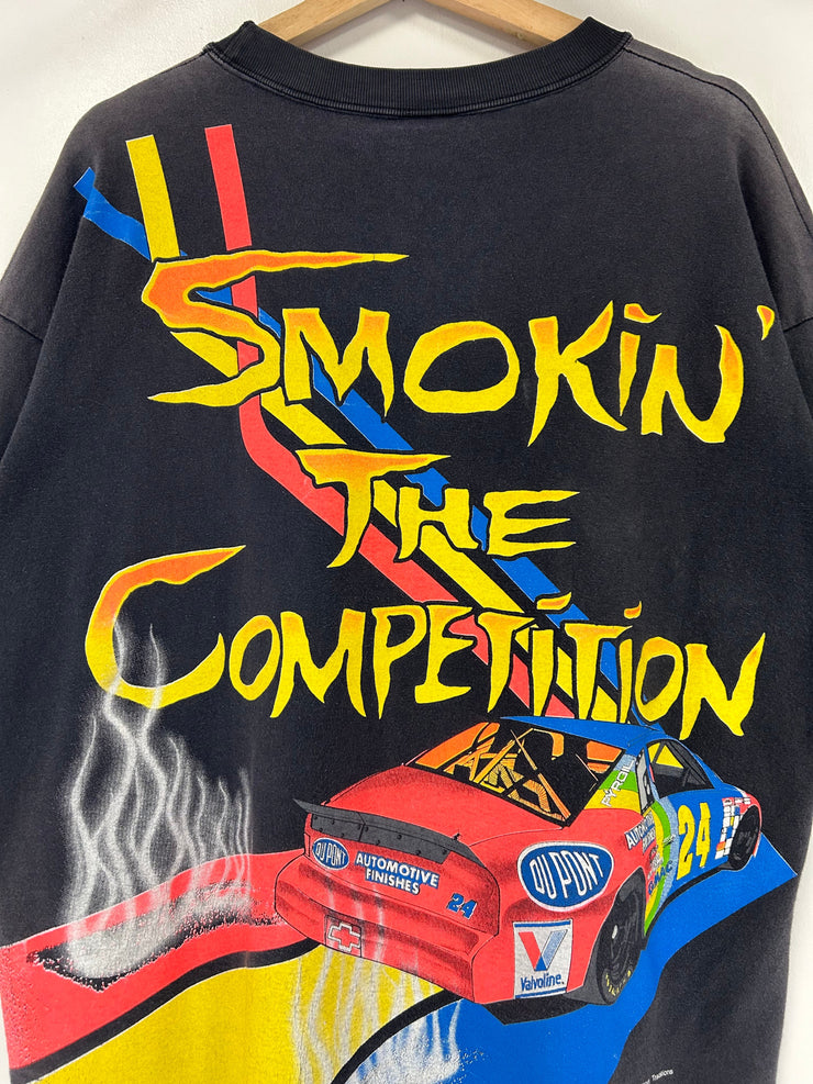 Vintage 1995 Nascar Jeff Gordon Smokin The Competition AOP Black Tee