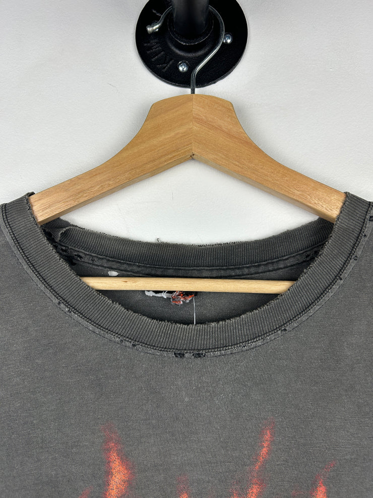 Vintage 2002 Harley Davidson Flames Maryland Thrashed Black Cut Off Tank Top