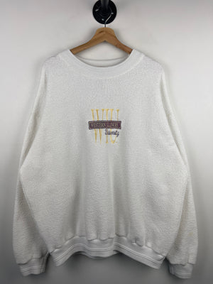 Vintage 90s Western Illinois University Embroidered Terry Cloth White Crewneck