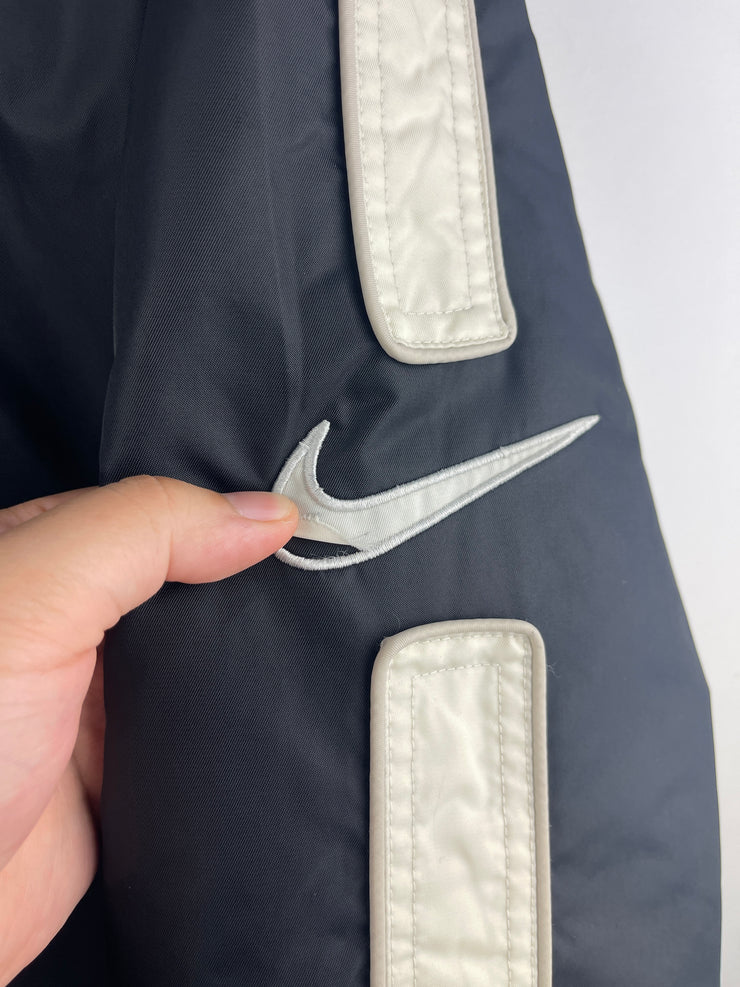 Vintage Nike Swoosh Fleece Lined Black Hooded Jacket