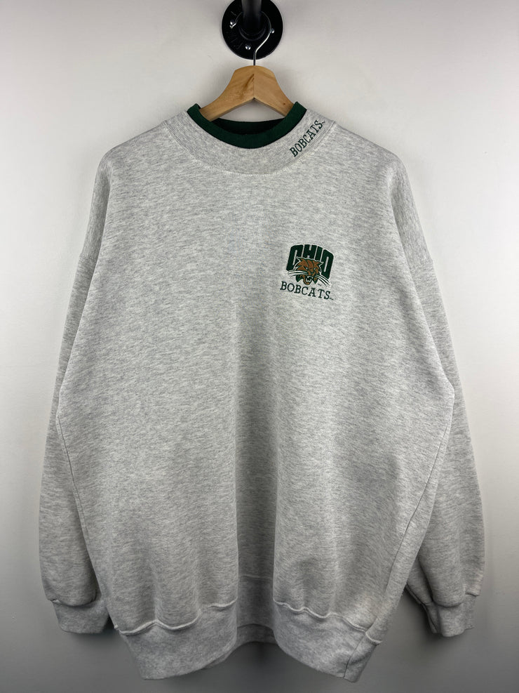 Vintage 90s Ohio Bobcats Embroidered Grey Crewneck