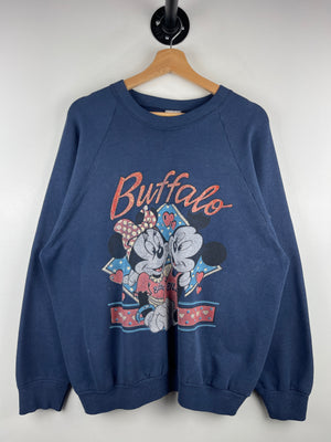 Vintage 90s NFL Buffalo Bills Disney Mickey Mouse & Minnie Navy Crewneck
