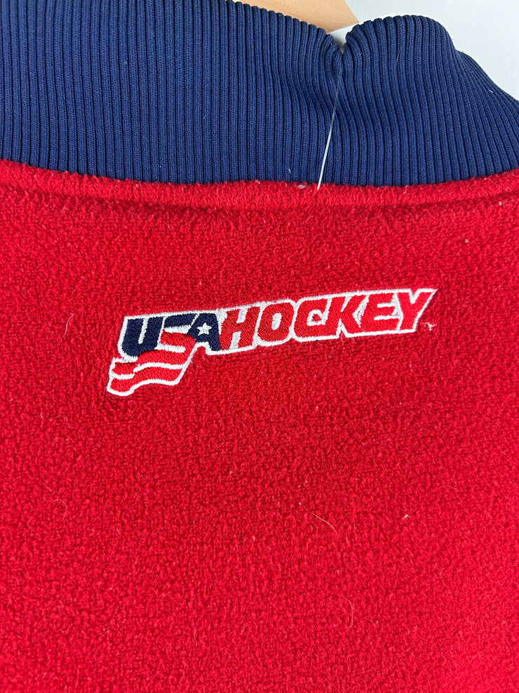 Vintage Nike USA Hockey Navy & Red Fleece Reversible Jacket