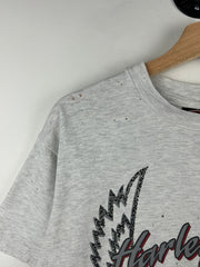 Vintage 90s Harley Davidson Rose Flower Maine Grey Tee