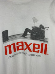 Vintage 90s Maxell Take Your Music To The Max Promo White Tee