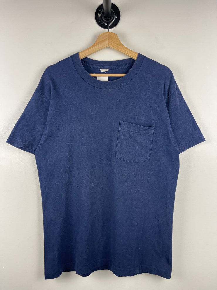 Vintage 90s Faded Navy Blank Pocket Tee