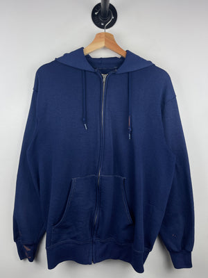 Vintage 80s Blank Navy Zip Up Hoodie