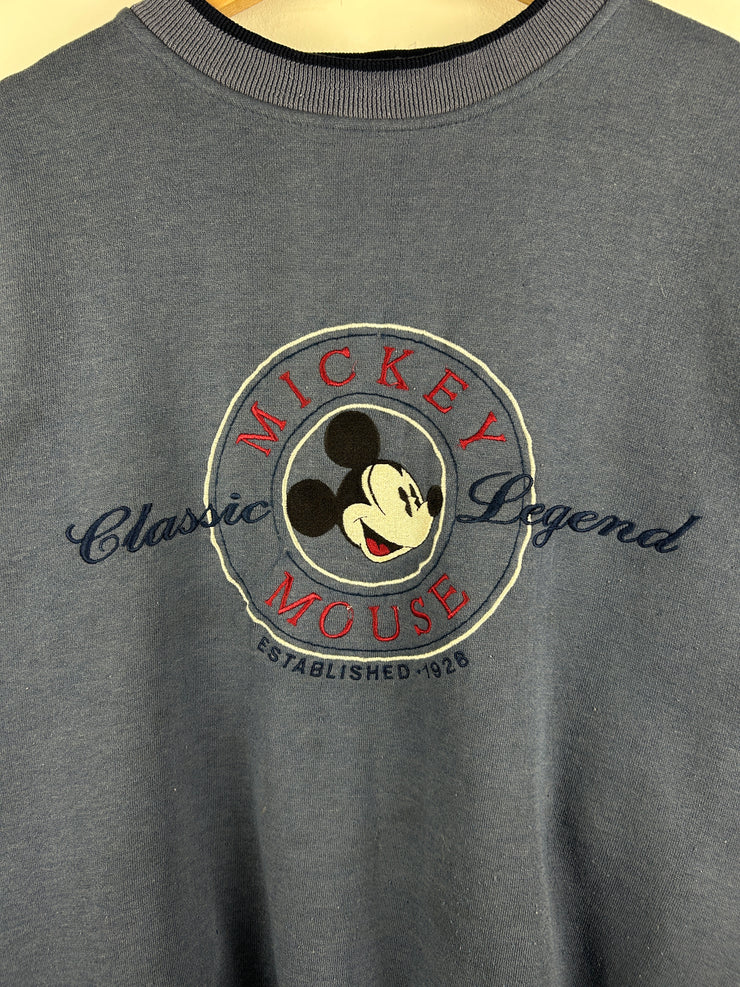 Vintage 90s Disney Mickey & Co Embroidered Faded Blue Crewneck