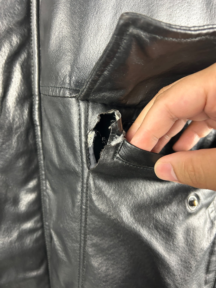 Vintage 90s Amati Black Leather Bomber Jacket