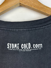 Vintage 2001 WWF Stone Cold Steve Auston Alcohol Fueled Black Tee