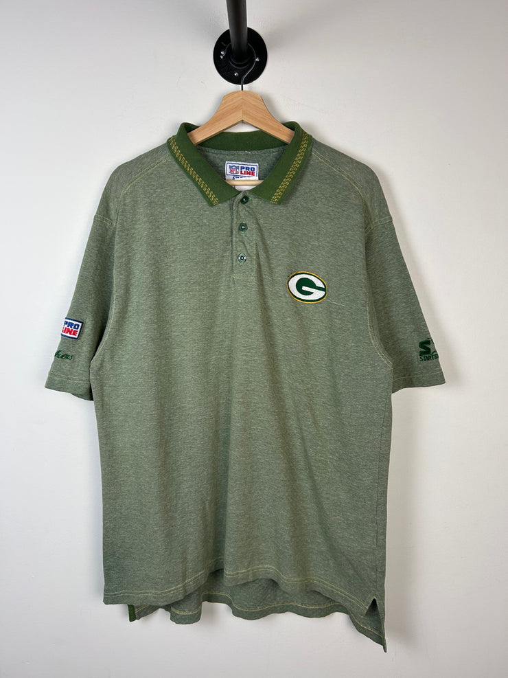 Vintage 90s NFL Starter Green Bay Packers Green Polo Shirt