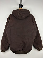Vintage Carhartt Active Dark Brown Hooded Work Jacket J130 DKB
