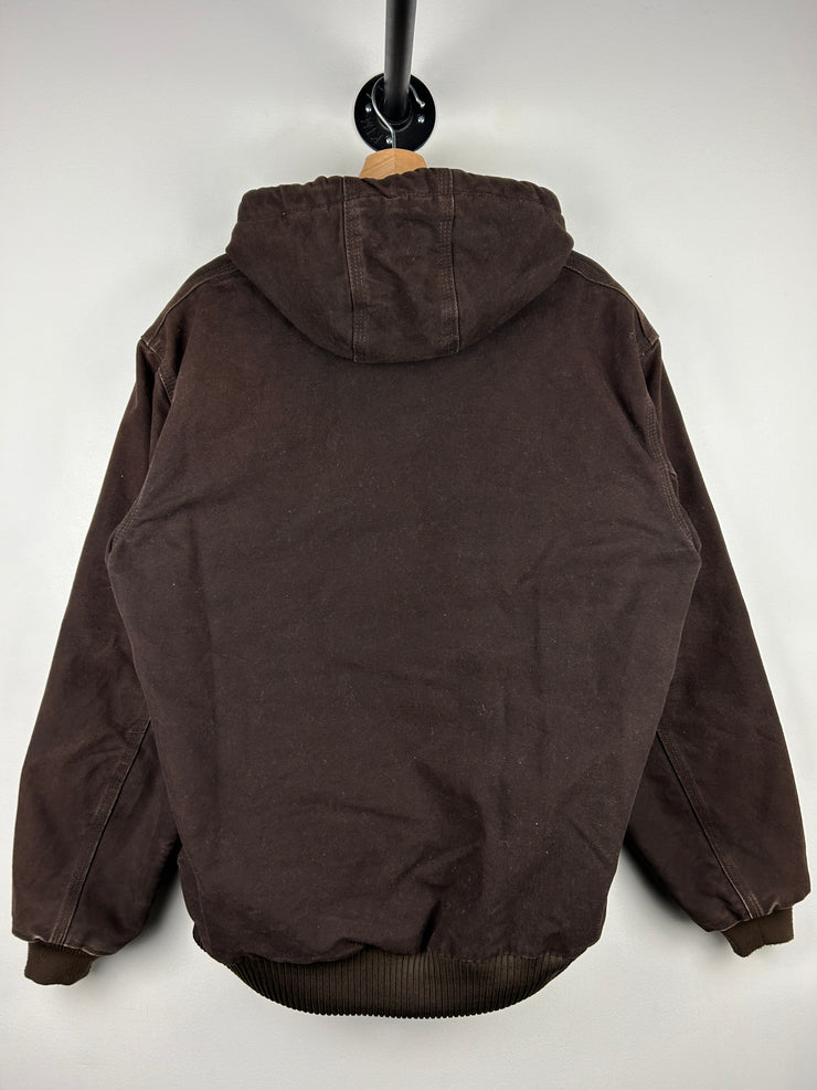 Vintage Carhartt Active Dark Brown Hooded Work Jacket J130 DKB
