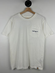 Vintage Carhartt Spellout White Pocket Tee