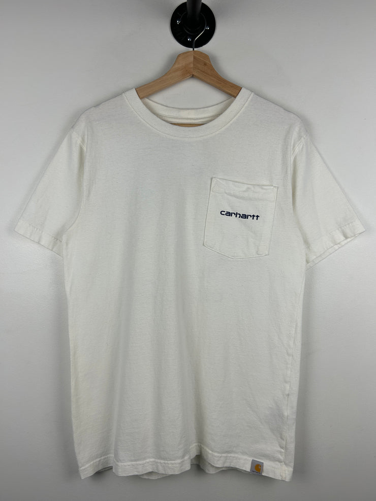Vintage Carhartt Spellout White Pocket Tee