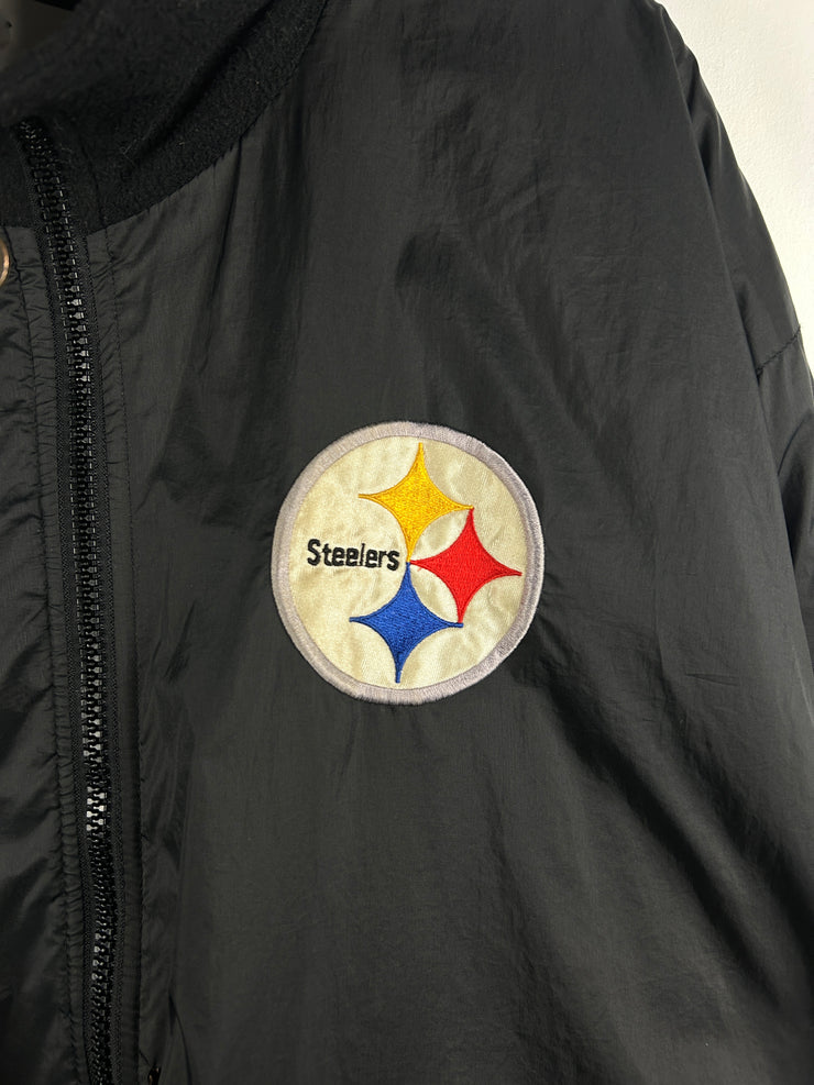 Vintage 90s NFL Pro Player Pittsburgh Steelers Fleece Black Reversible Jacket