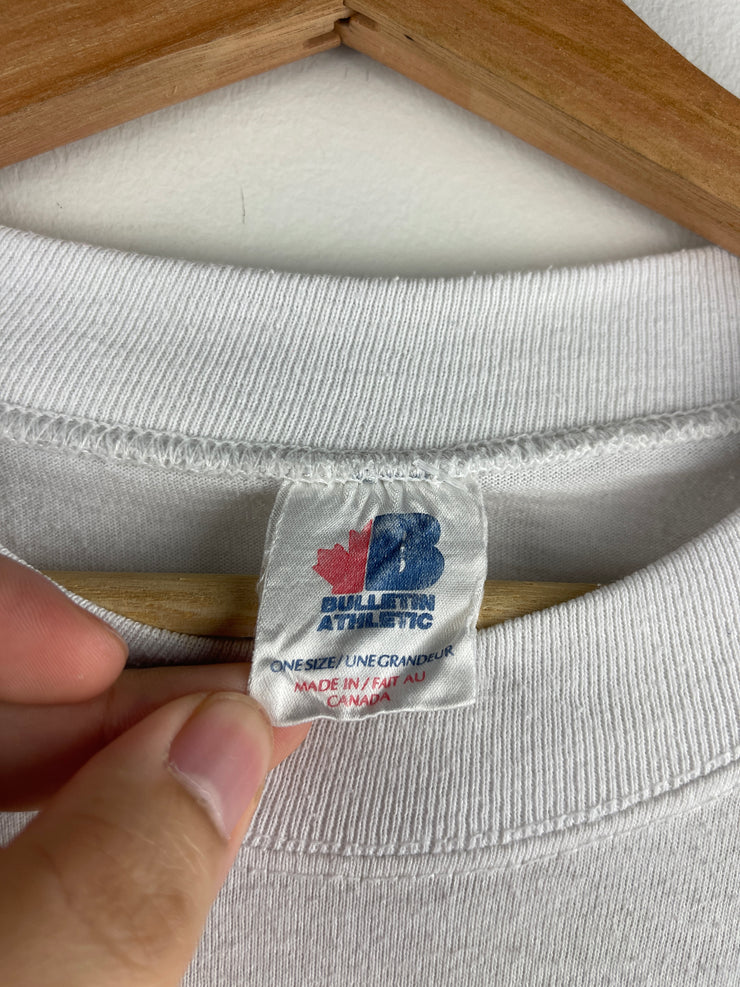 Vintage 90s MLB Bulletin Toronto Blue Jays All Over Print White Tee