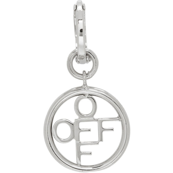 Off White Circle Silver Earring