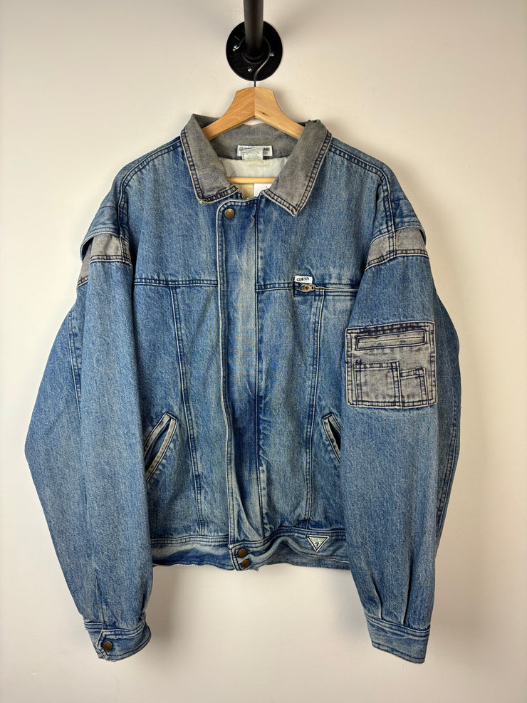 Vintage 80s Guess George Marciano Blue & Grey Denim Jacket