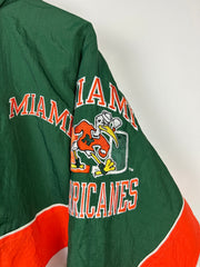 Vintage 90s Starter Miami Hurricanes Green & Orange Hooded Jacket