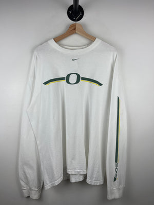 Vintage Nike Oregon Ducks Middle Swoosh White Long Sleeve