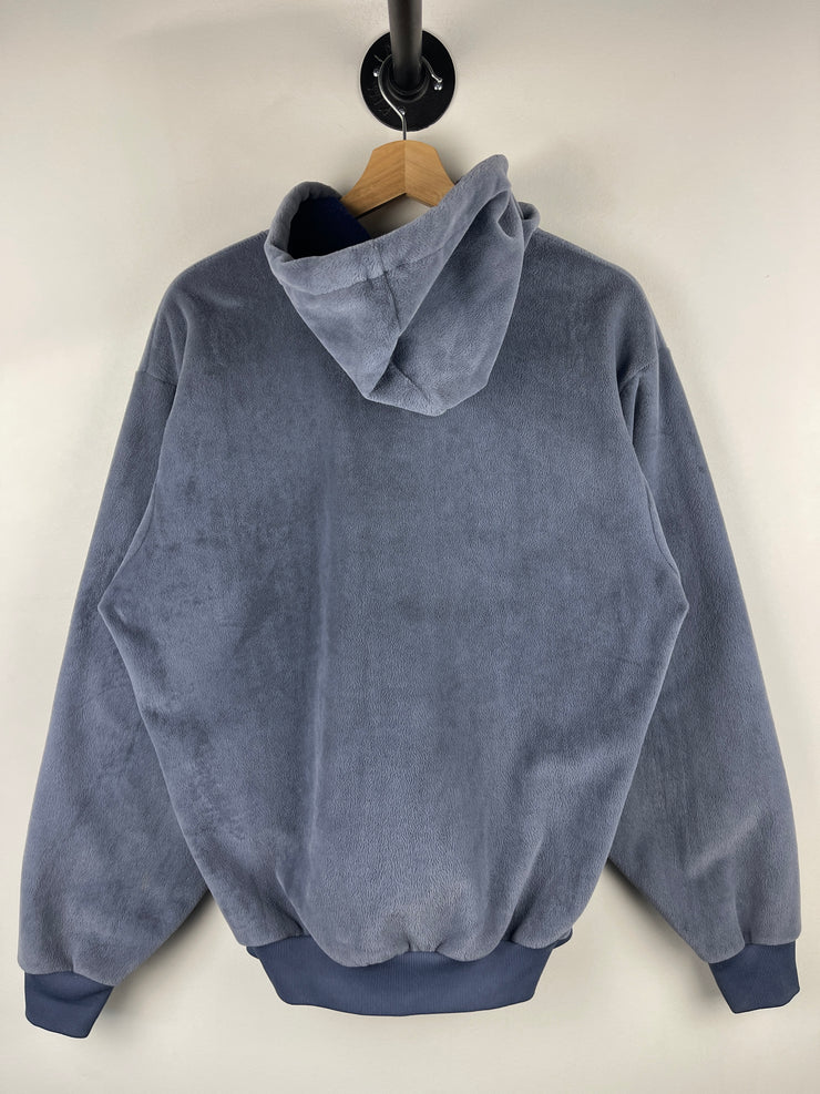 Vintage 90s Carhartt Velour Grey Zip Up Hoodie 763 GREY