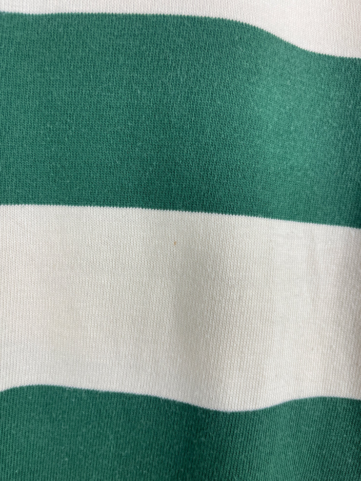 Vintage 90s Club Room Striped Green & White Polo Rugby Long Sleeve